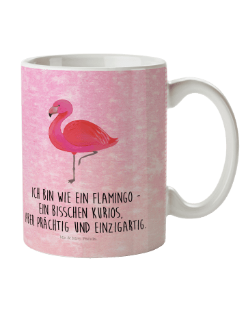 Mr. & Mrs. Panda Trinkbecher Flamingo Classic mit Spruch in Aquarell Pink