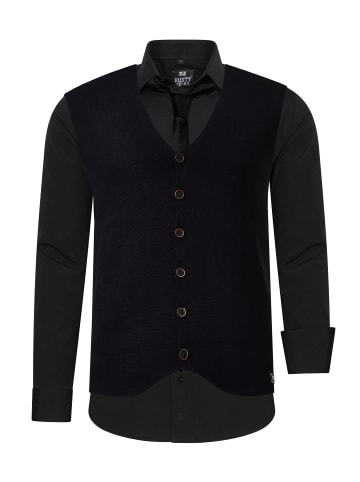 Rusty Neal Hemd mit Weste und Krawatte 3er Set in Schwarz