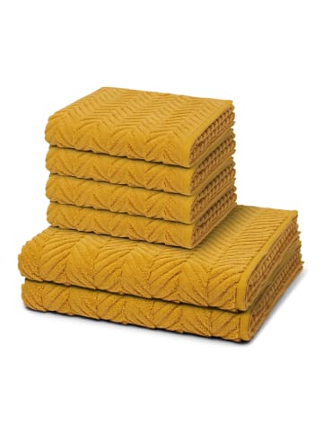 Ross 4 X Handtuch 2 X Duschtuch im Set Sensual Skin Zopf in Senf
