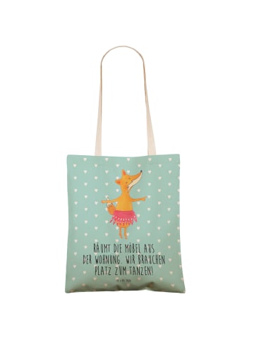 Mr. & Mrs. Panda Strandtasche Fuchs Ballerina mit Spruch in Türkis Pastell