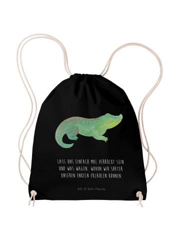 Mr. & Mrs. Panda gym tasche Krokodil mit Spruch in Schwarz