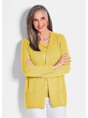 GOLDNER Kaschmirstrickjacke Langarm Feinstrick-Cardigan in gelb