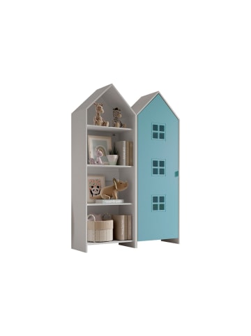 58 aufm Kessel REGALSCHRANK Set Kania 115x37x171 MDF Weiß /Blau