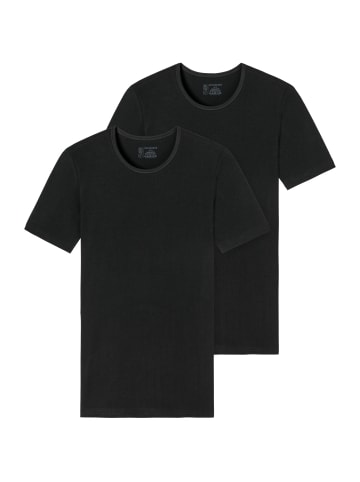 Schiesser Unterhemd / Shirt Kurzarm 95/5 Organic Cotton in Schwarz