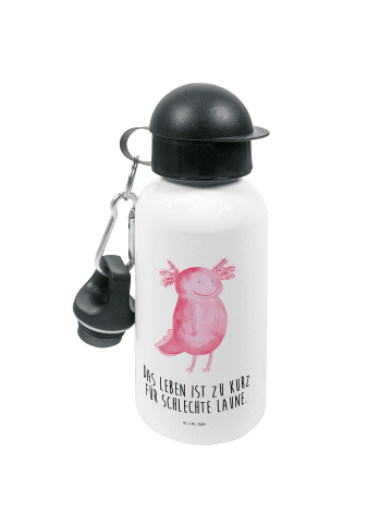 Mr. & Mrs. Panda Kindertrinkflasche Axolotl Glücklich mit Spruch in Weiß