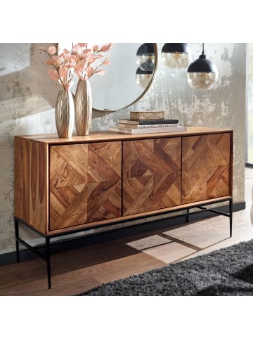 KADIMA DESIGN Sideboard 123x70x45 cm Massivholz / Metall Anrichte mit Türen
