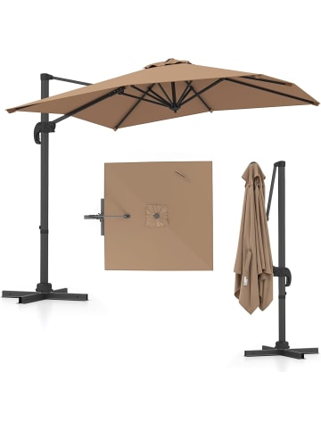 COSTWAY Sonnenschirm rechteckig 250 cm in Braun