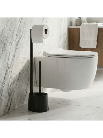 NUXIO Toilettenpapierhalter und WC-Bürste STILK in Schwarz, 16 x 63 x 13 cm