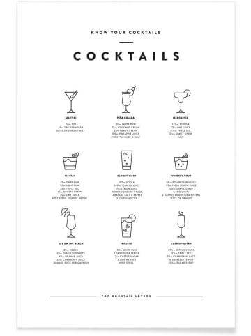 Juniqe Poster "Cocktail chart" in Schwarz & Weiß