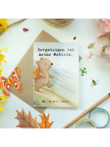 Mr. & Mrs. Panda Klappkarte Bär Bergsteigen Design mit Spruch in Weiß