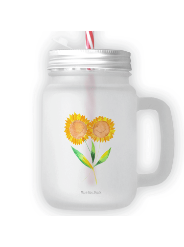 Mr. & Mrs. Panda Trinkglas Mason Jar Blume Sonnenblume ohne Spruch in Transparent
