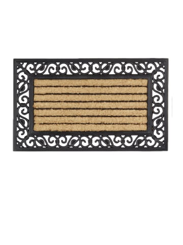 relaxdays Fußmatte Floral in Natur/Schwarz - (B)75 x (T)45 cm