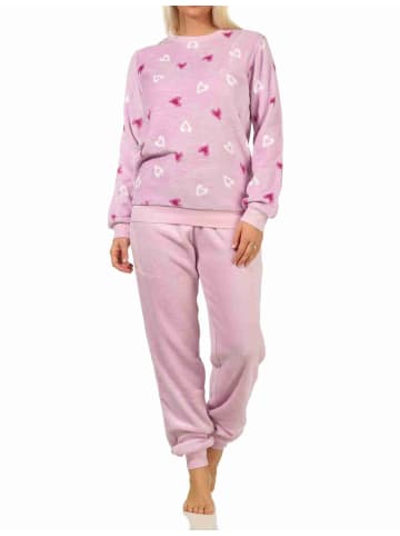 NORMANN Schlafanzug Bündchen Coralfleece - 58372 in flieder
