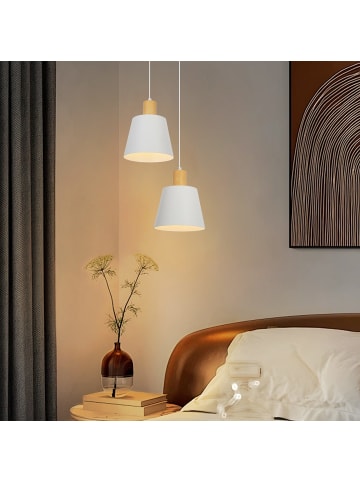 ZMH 2er-Set Pendelleuchte 1-flammige E27 in Weiß Vintage Vatform B 20cm