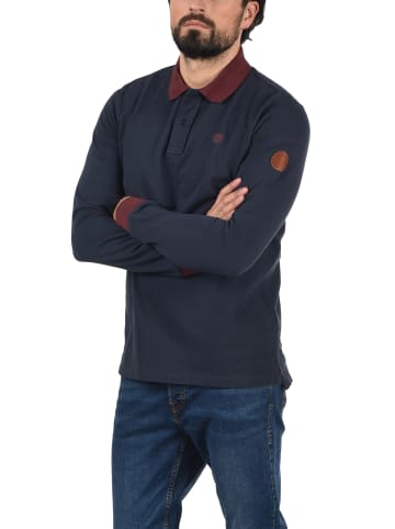 BLEND Langarm-Poloshirt in blau