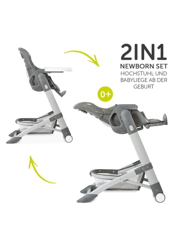 Hauck Hochstuhl & Babyliege ab Geburt - Grow Up Newborn Set in schwarz,grau