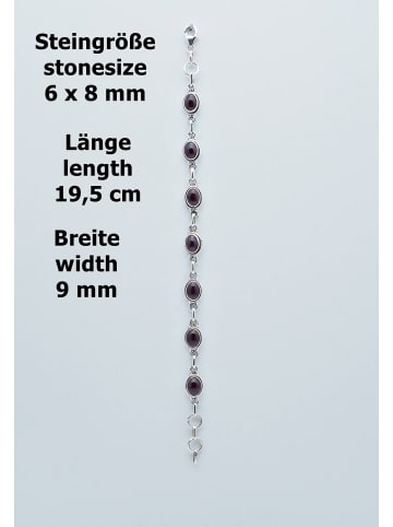 mantraroma 925er Silber - Armbänder (L) 19,5 cm mit Granat