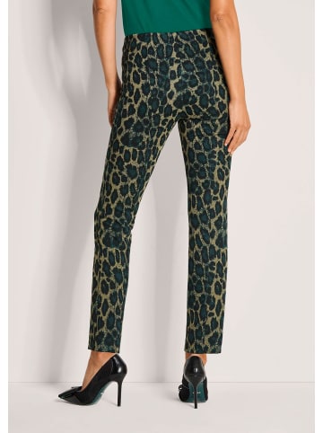 MADELEINE Gerade Jersey-Leggings mit Animal-Print in petrol / schwarz