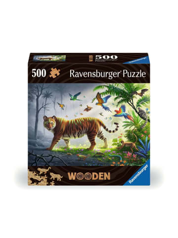 Ravensburger Puzzle 500 Teile WOODEN Puzzle - Tiger im Dschungel  - Holzpuzzle für Erwachsene mit 500 Teilen Ab 14 Jahre in bunt