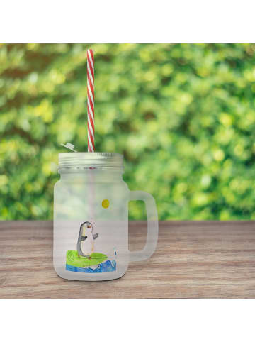 Mr. & Mrs. Panda Limonadenglas Pinguin Surfer ohne Spruch in Transparent