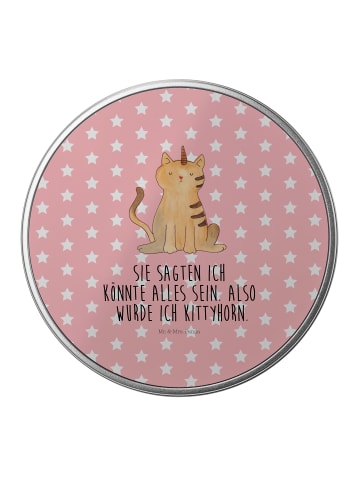 Mr. & Mrs. Panda Blechdose rund Einhorn Katze mit Spruch in Rot Pastell
