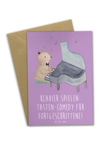 Mr. & Mrs. Panda Grußkarte Klavier Tasten mit Spruch in Lavendeltraum