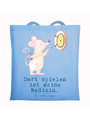 Mr. & Mrs. Panda Tote Bag Maus Dart spielen mit Spruch in Sky Blue