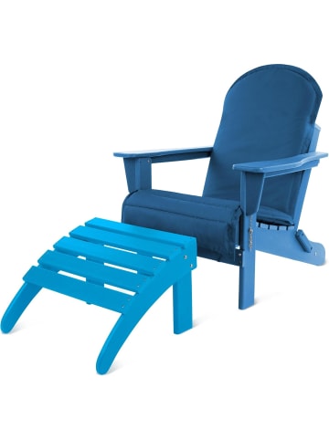 Aspero Adirondack Gartenstuhl mit Fußstütze und Auflage in Blau