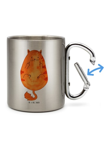 Mr. & Mrs. Panda Thermobecher Katze Frühaufsteher ohne Spruch in Silber