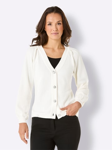 creation L Lyocell-Mix-Strickjacke in ecru