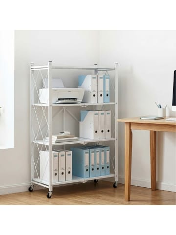 relaxdays Klappregal in Weiß - (B)71 x (H)125 x (T)34 cm