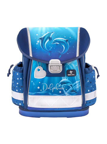 Belmil 4tlg-Set: Schulranzen Dolphins in blau – (H)36 x (B) 32 x (T) 19 cm