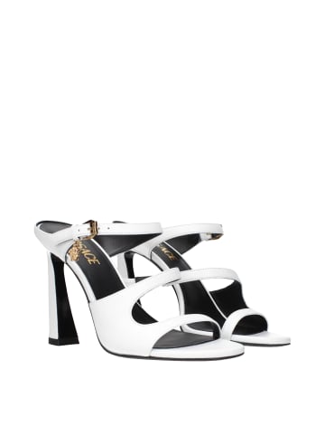 Versace Weiß Leder Stiletto Absatz Sandalen