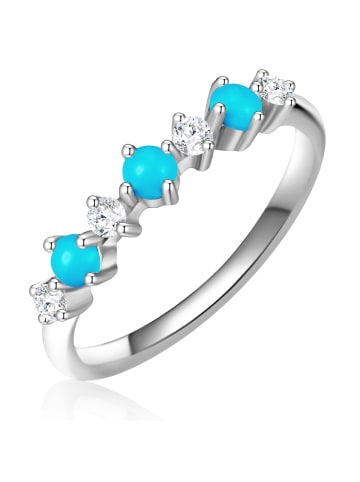 Glanzstücke München Ring aus Sterling Silber mit Zirkonia und Türkis in silber