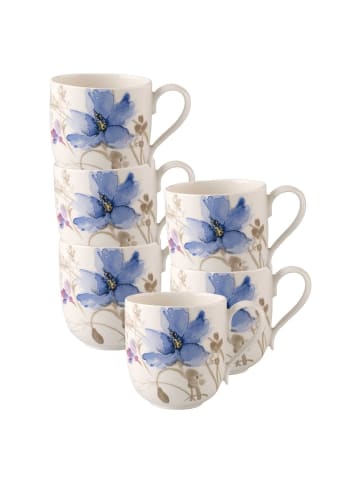 Villeroy & Boch 6er Set Kaffeebecher Mariefleur Gris Basic 260 ml bunt in bunt