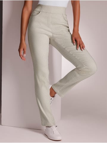 creation L Lyocell-Polyester-Jacquard-Hose in sesam-weiß-gemustert