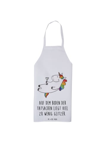 Mr. & Mrs. Panda Schürze Einhorn Blümchentail mit Spruch in Weiß