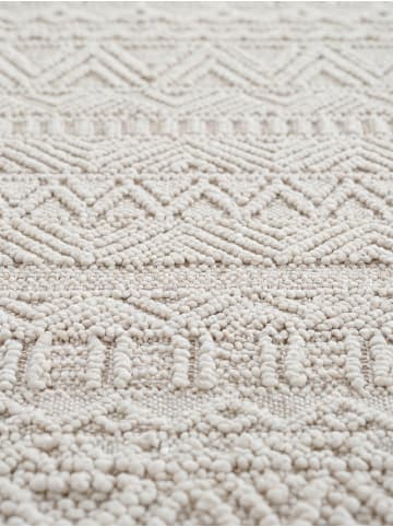 KADIMA DESIGN Flachgewebe-Teppich Ethno Streifen Boho Pflegeleicht in Creme