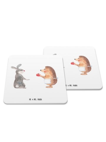 Mr. & Mrs. Panda Untersetzer für Gläser Hase Igel ohne Spruch in Weiß