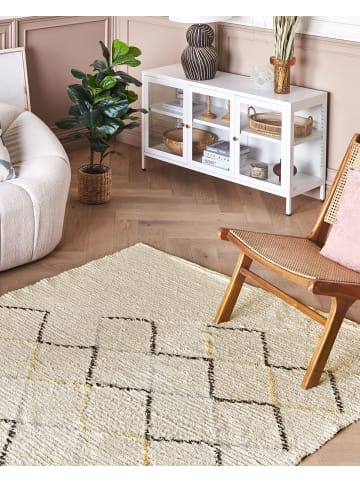 Beliani Kurzflor TEZPUR in Beige/Schwarz/Gelb - (W) 140 x (H) 200 x (L) 200 cm