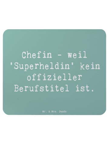 Mr. & Mrs. Panda Mauspad Spruch Chefin Superheldin mit Spruch in Meeresbrise
