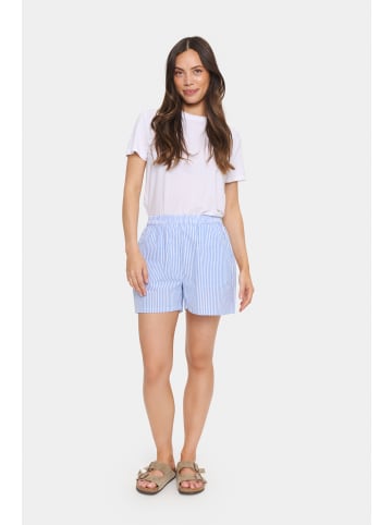 SAINT TROPEZ Shorts ElmikoSZ Gerade Passform in Chambray Blue White Stripe