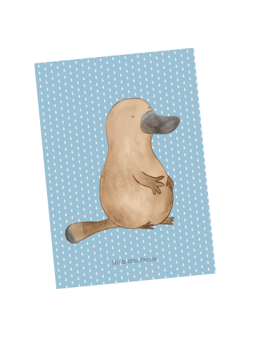 Mr. & Mrs. Panda Ansichtskarte Schnabeltier Mut ohne Spruch in Blau Pastell