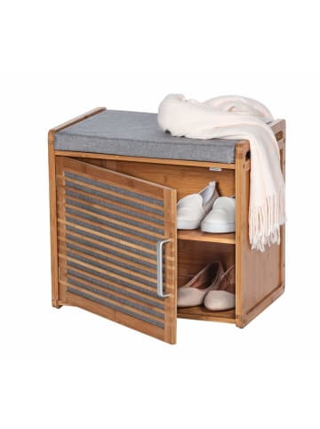 Wenko Bahari Schuhfach mit Kissen aus Bambus in Braun, (B) 50 x (H) 45 x (L) 33 cm