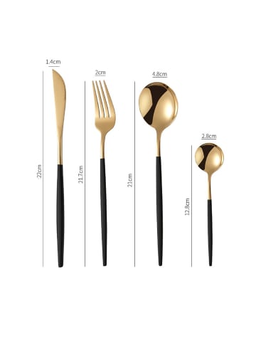 Cheffinger 24-teiliges Besteck Set aus hochwertigem Edelstahl in Gold