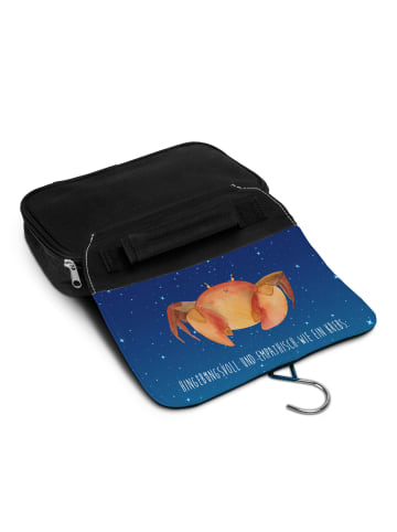 Mr. & Mrs. Panda Waschtasche Sternzeichen Krebs mit Spruch in Sternenhimmel Blau