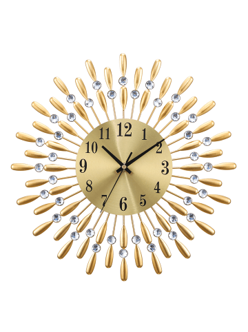 Home Nature Wohnkonzept Wanduhr mit Kristall-Deko in Gold ⌀37.5 cm