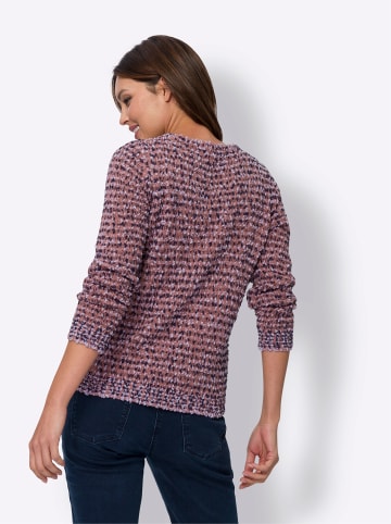 Sieh an! Rundhals-Pullover in rosenholz-dunkelblau-meliert