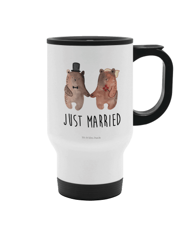 Mr. & Mrs. Panda Thermobecher Bär Heirat mit Spruch in Weiß