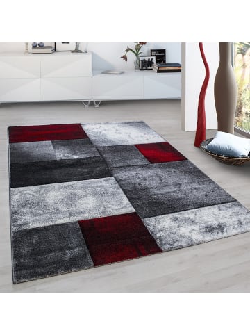 KADIMA DESIGN Teppich Kurzflor Karo Look Polypropylen Wohnzimmer in Rot